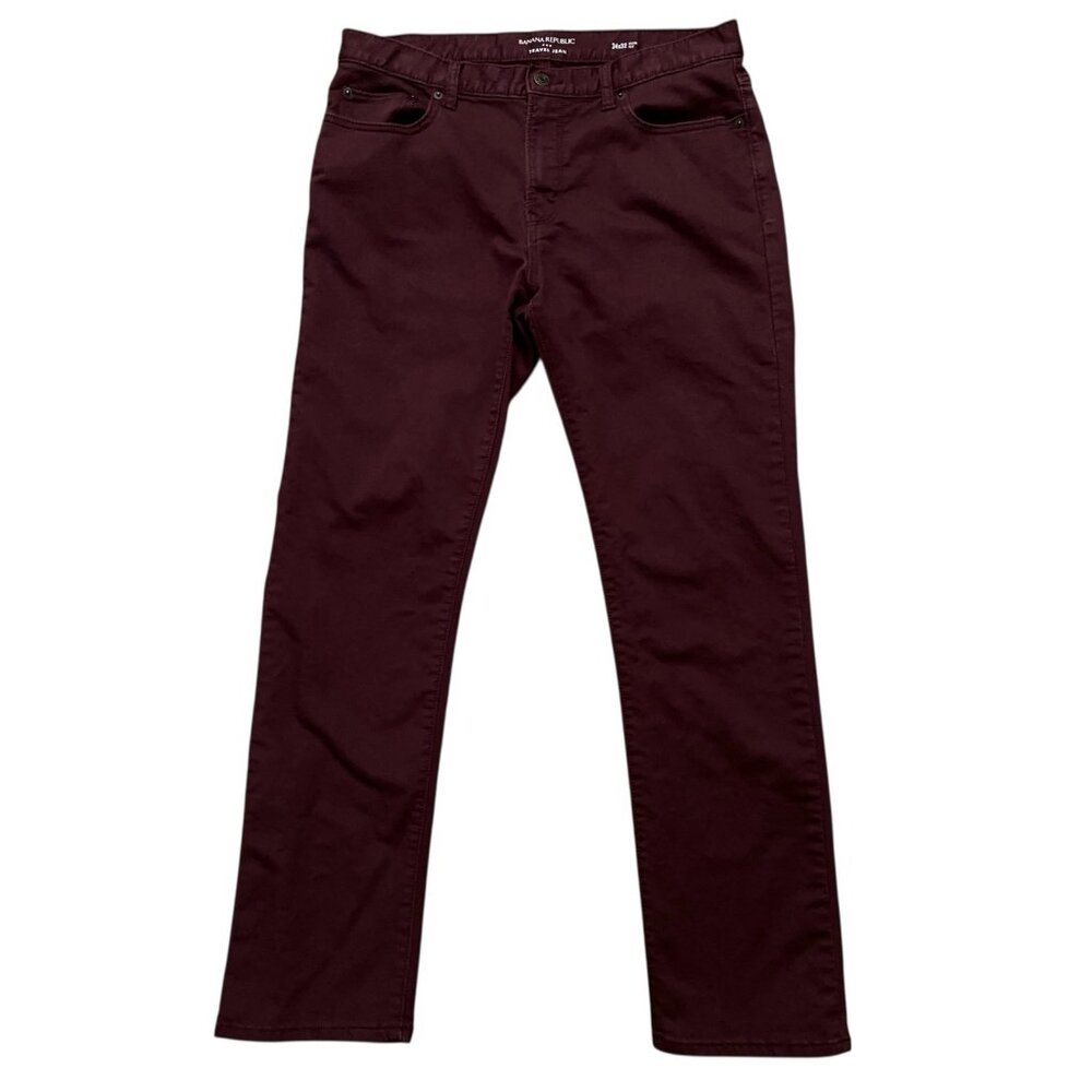 Banana Republic Travel Jeans Mens Size 34x32 5-Pockets Slim Fit Stretch Burgundy